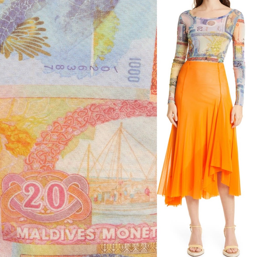 Fuzzi money note long sleeve top size large new